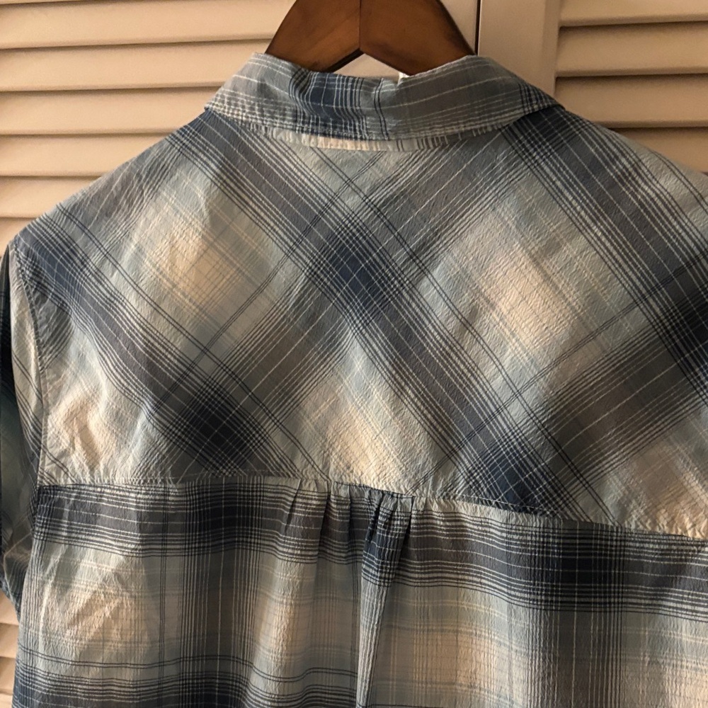 L.L. Bean Women's Blue and White Plaid Shirt Sz Large Hiking Outdoors Gorpcore - Picture 5 of 5